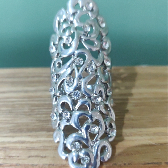 White metal, stone studded Statement ring